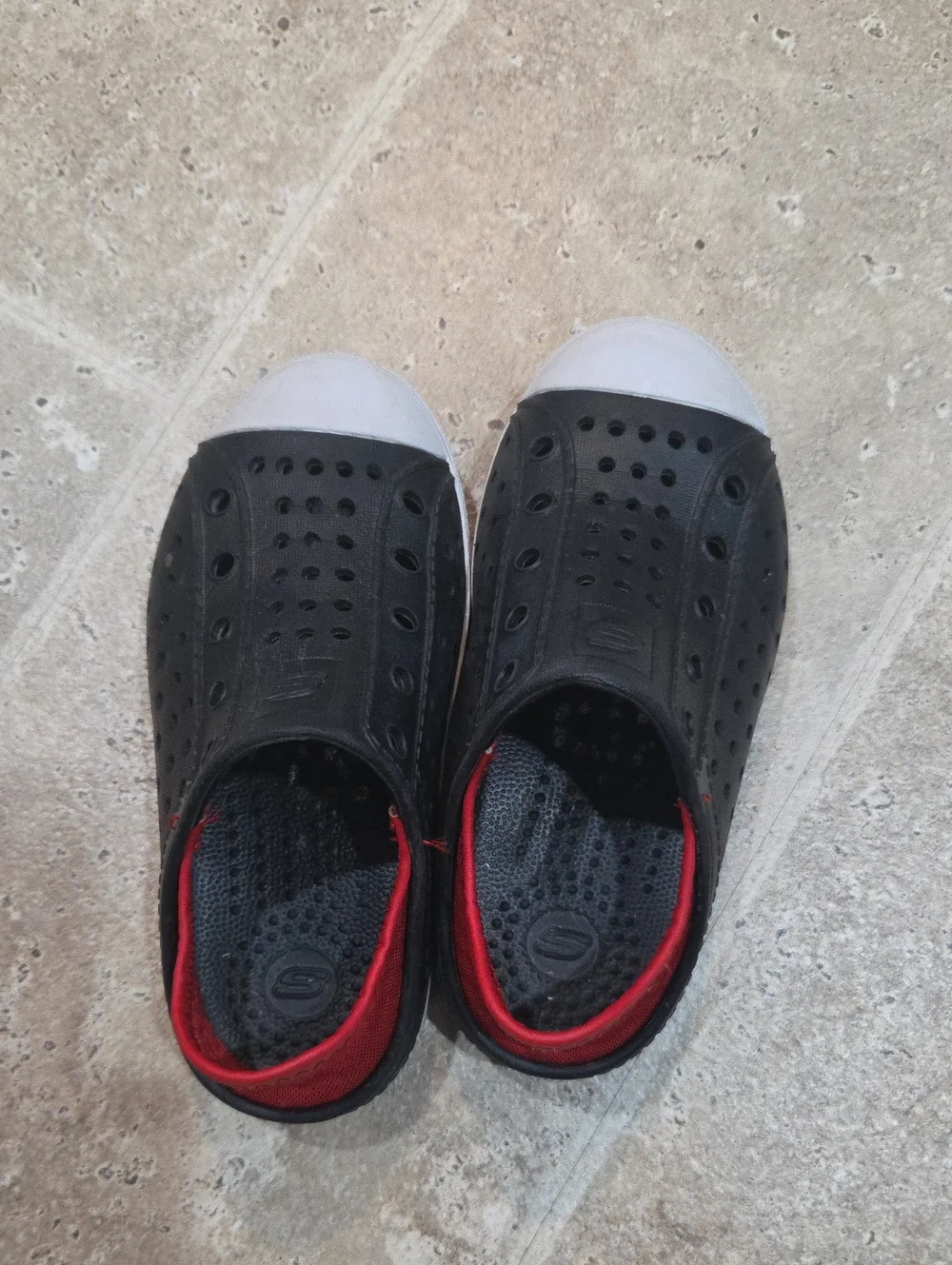 Skechers Kids Black and Red Slip-On Water Shoes